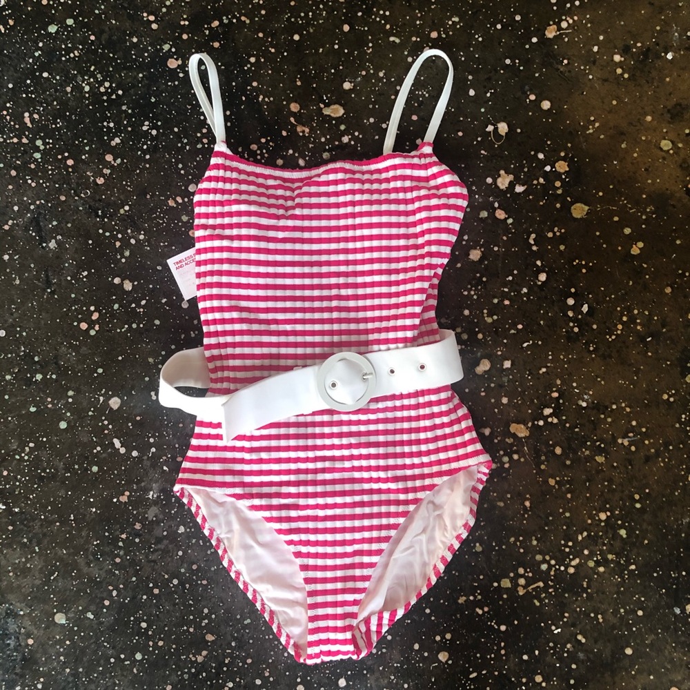 Solid & Striped Nina One Piece Fuchsia Pink Stripe - Picture 5 of 8